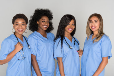  Large group of female nurses working together