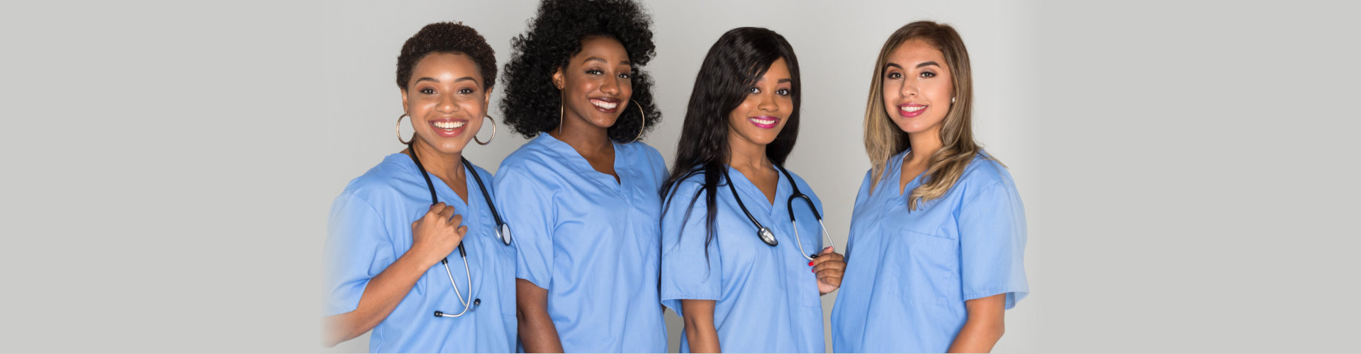 Large group of female nurses working together